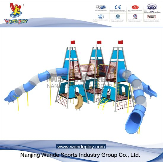 Playset adapté aux besoins du client extérieur d'enfants de parc d'attractions avec la glissière de tunnel