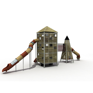 Équipement de terrain de jeu pour enfants de tour de jardin d'aventure en plein air avec glissière